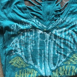 Affliction ribbed-back tee